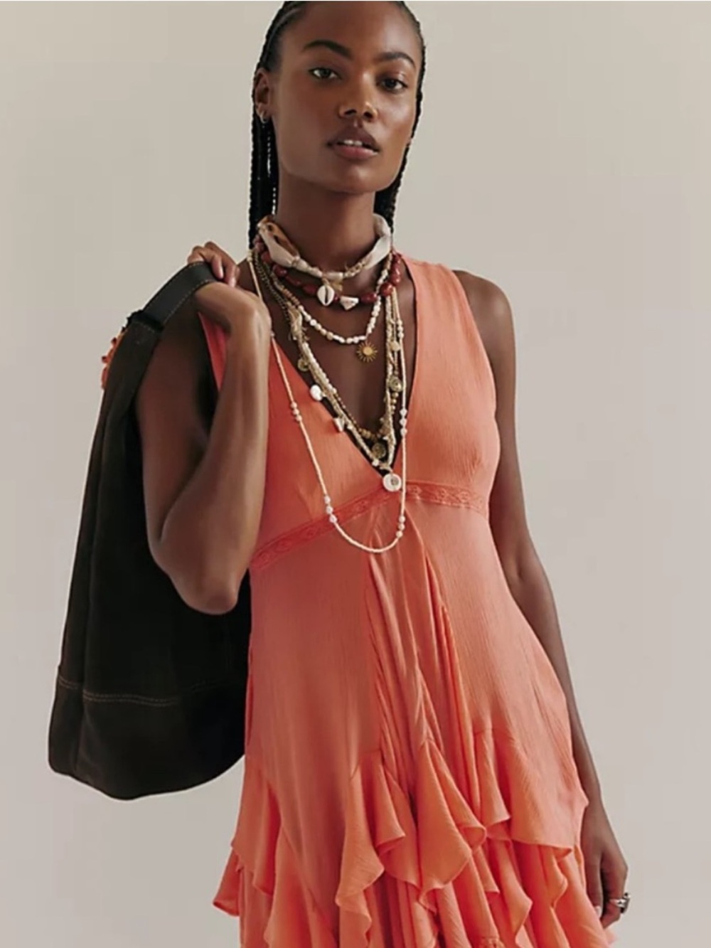 NWT FREE PEOPLE FREE EST TAN TIDES TUNIC FUSION CORAL
